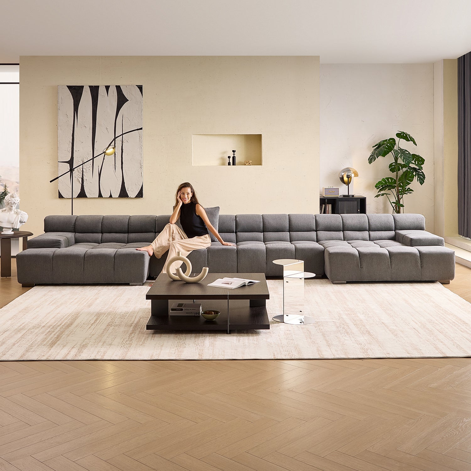 Amora U Sectional Low Arm