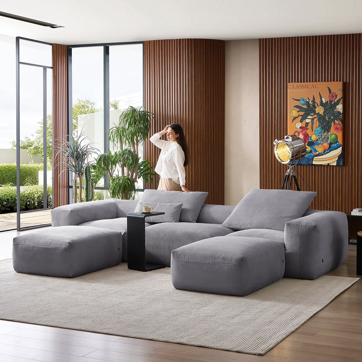 Mellow Extra Deep U Sectional with Ottoman