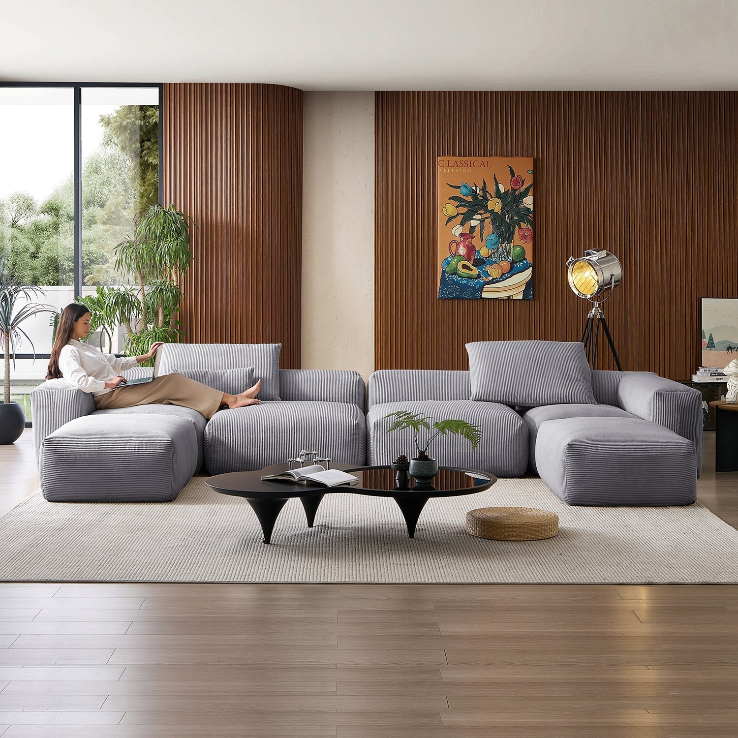 Mellow Extra Deep U Sectional with Ottoman