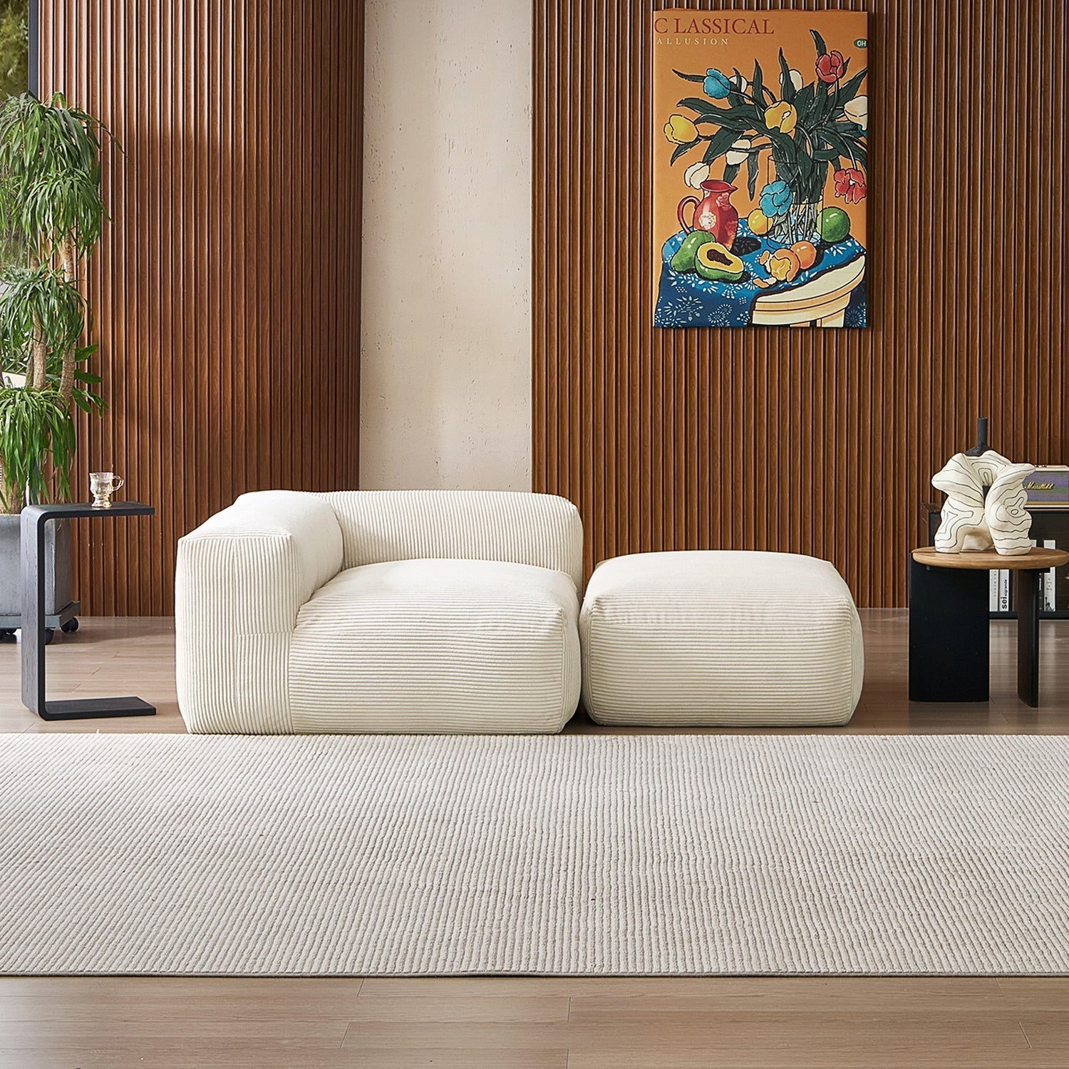 Mellow Half-Closed Sectional with Ottoman