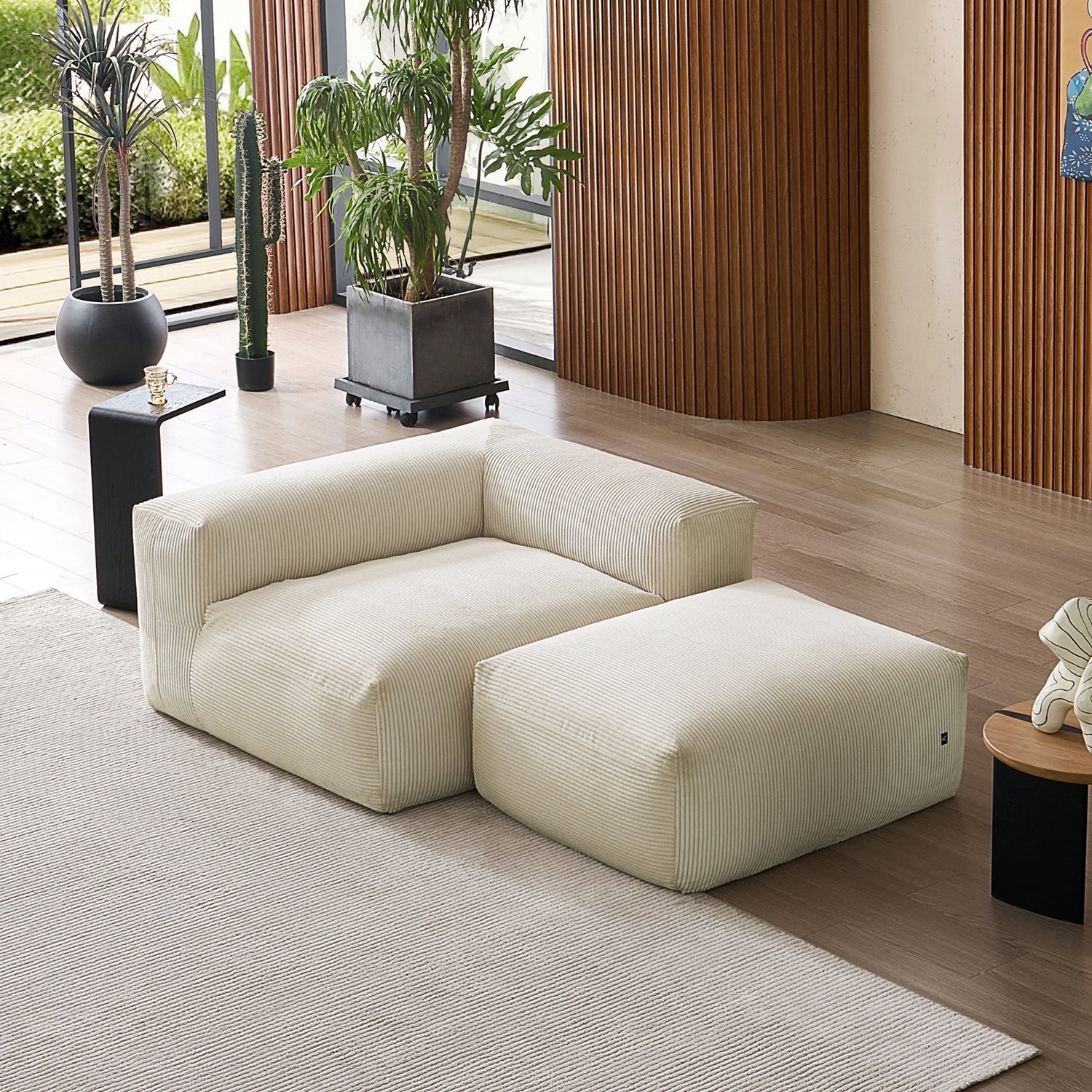 Mellow Half-Closed Sectional with Ottoman