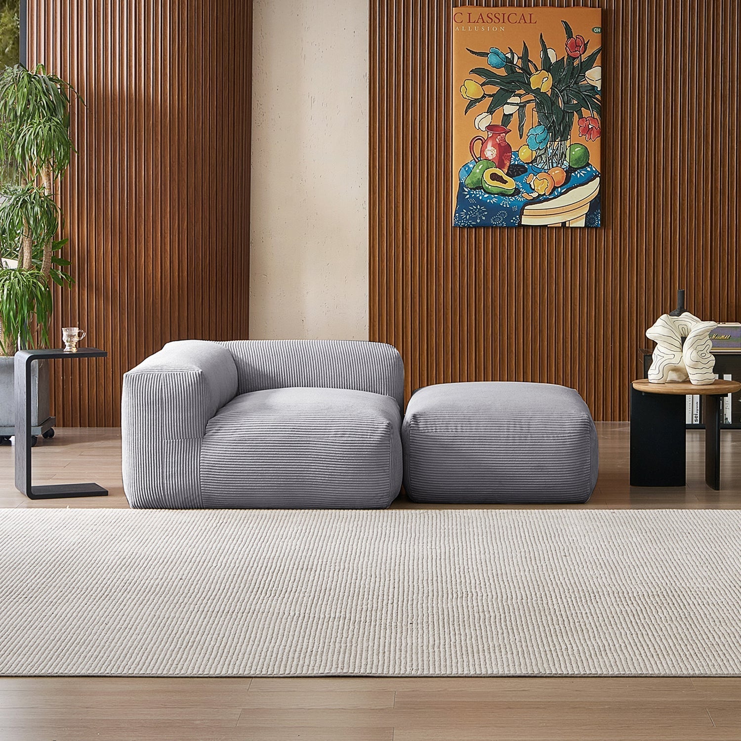 Mellow Half-Closed Sectional with Ottoman