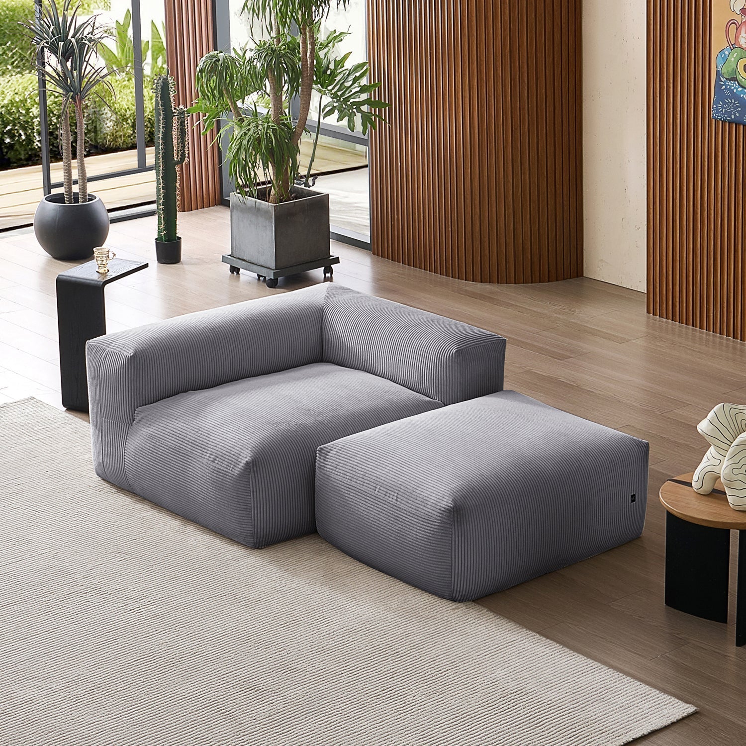Mellow Half-Closed Sectional with Ottoman
