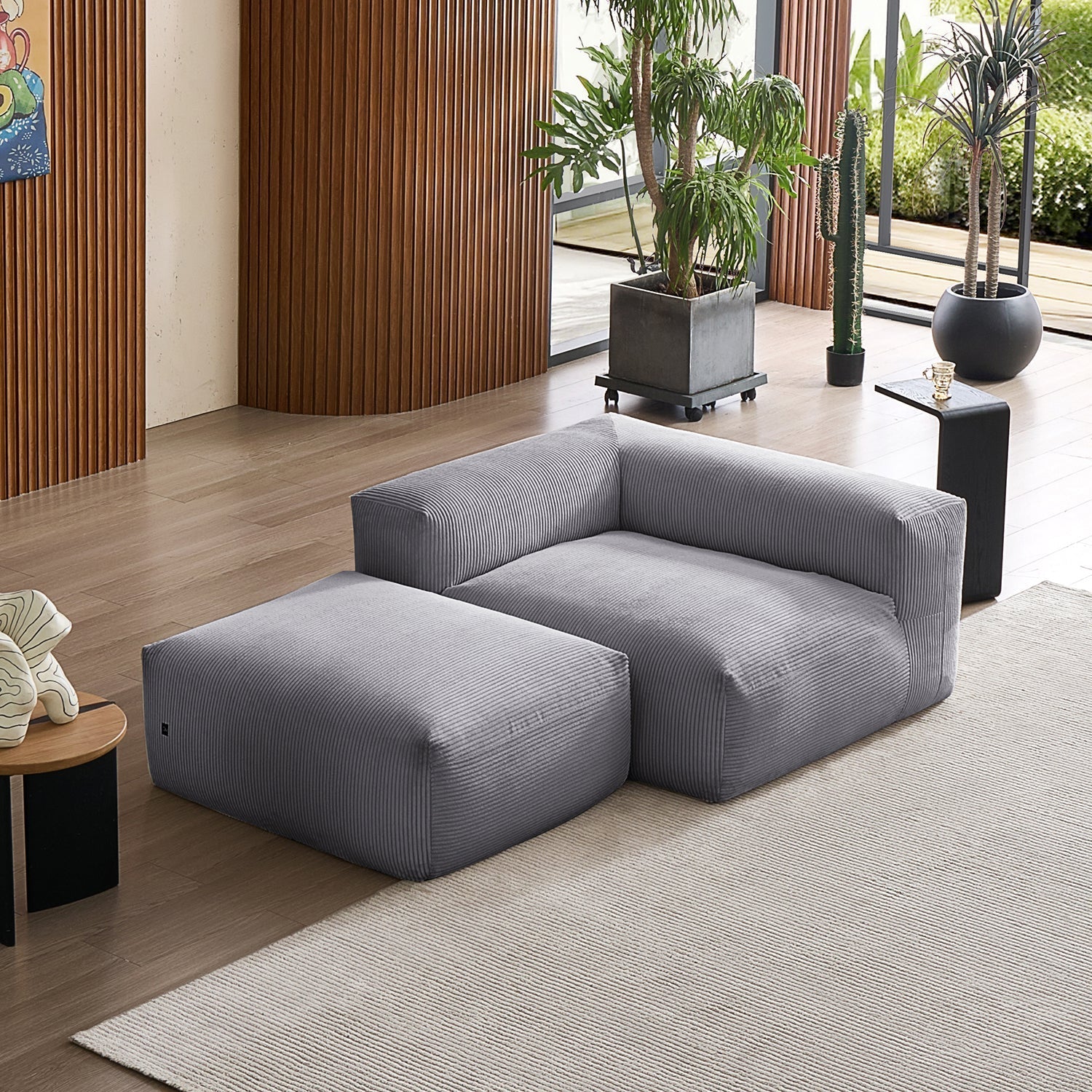 Mellow Half-Closed Sectional with Ottoman