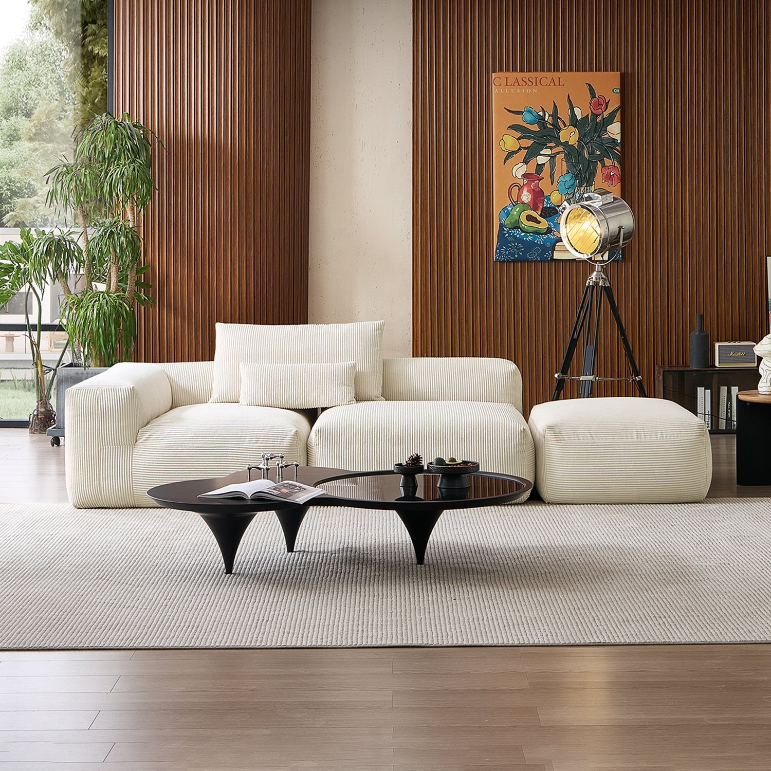 Mellow Half-Closed Sectional with Ottoman