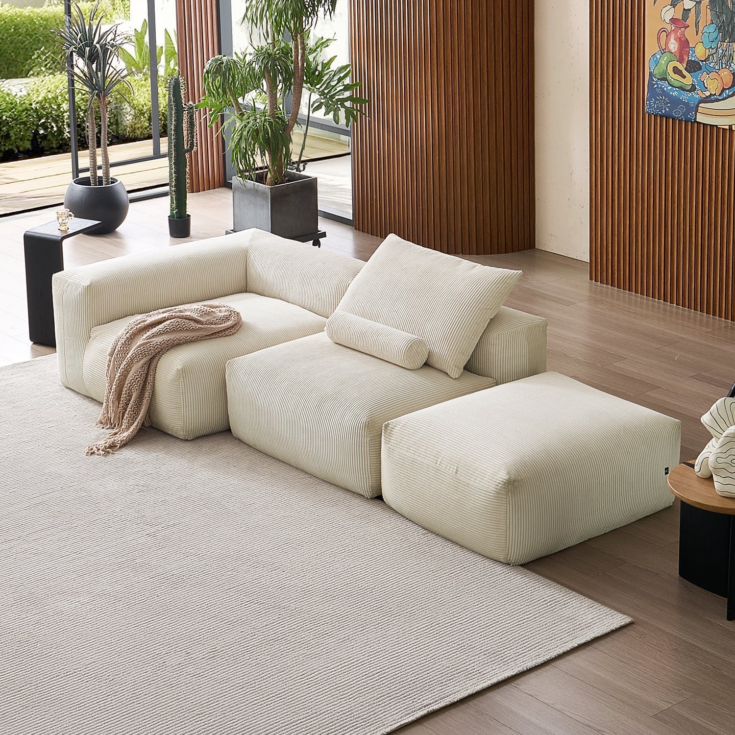 Mellow Half-Closed Sectional with Ottoman