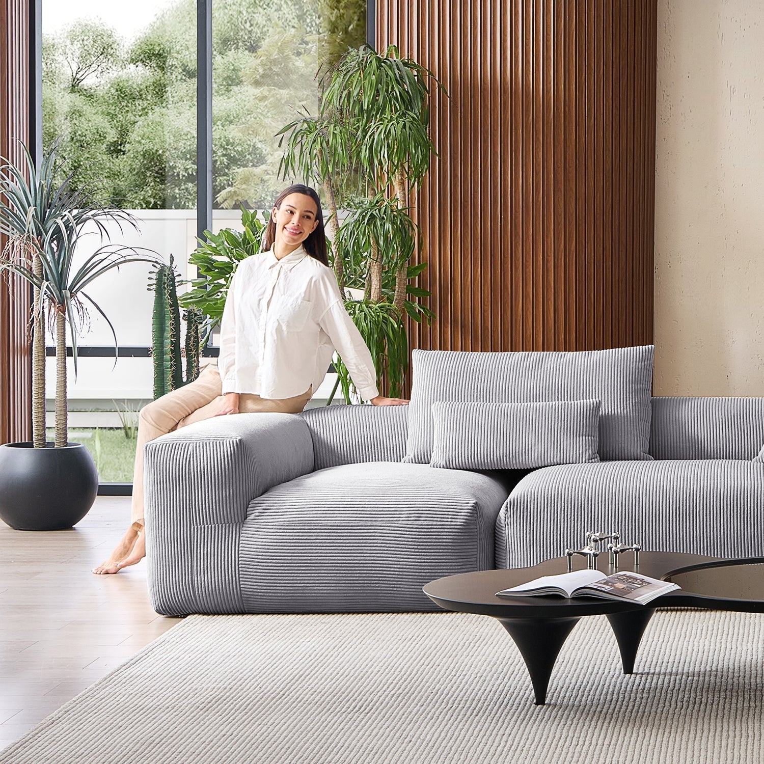 Mellow Half-Closed Sectional with Ottoman