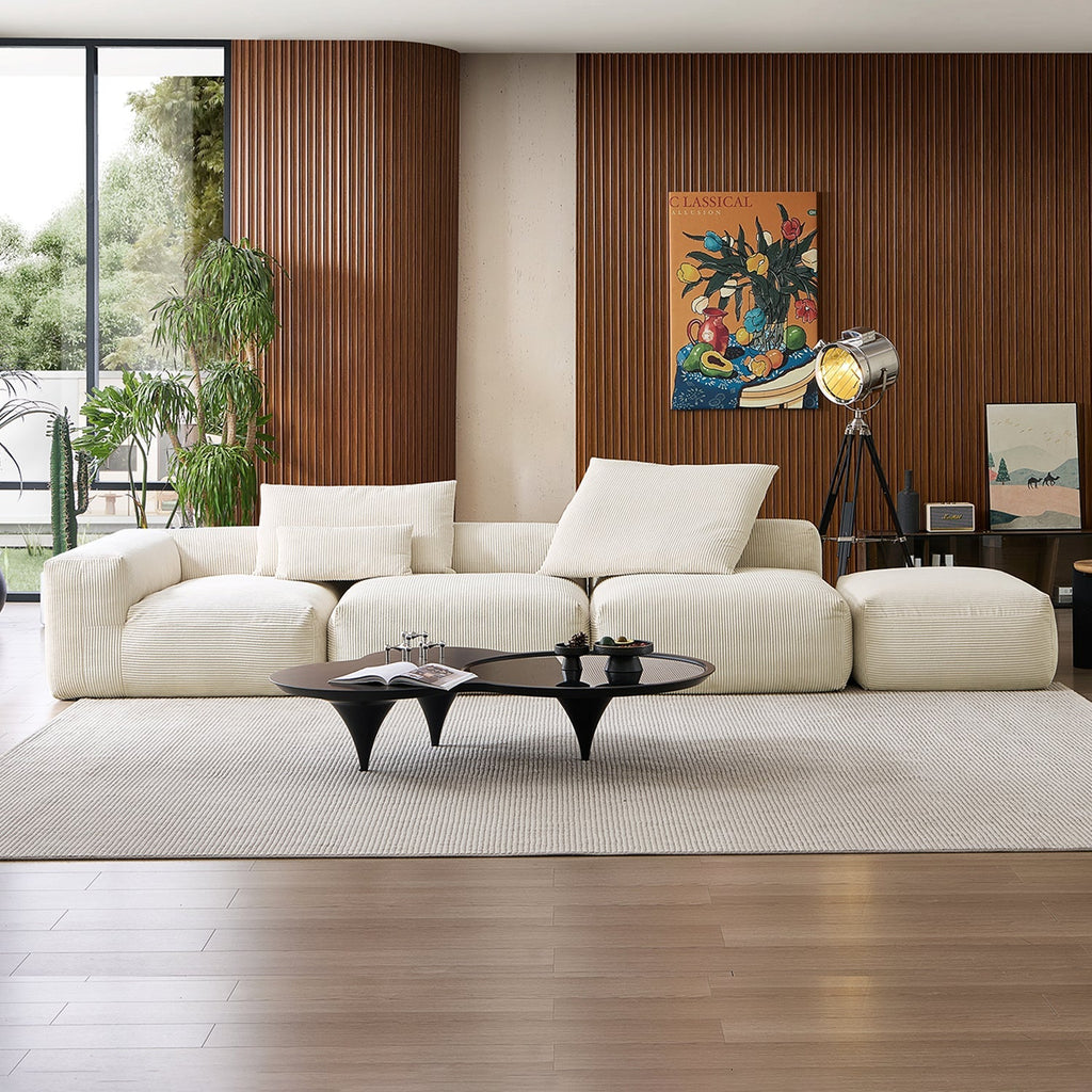 Mellow Half-Closed Sectional with Ottoman