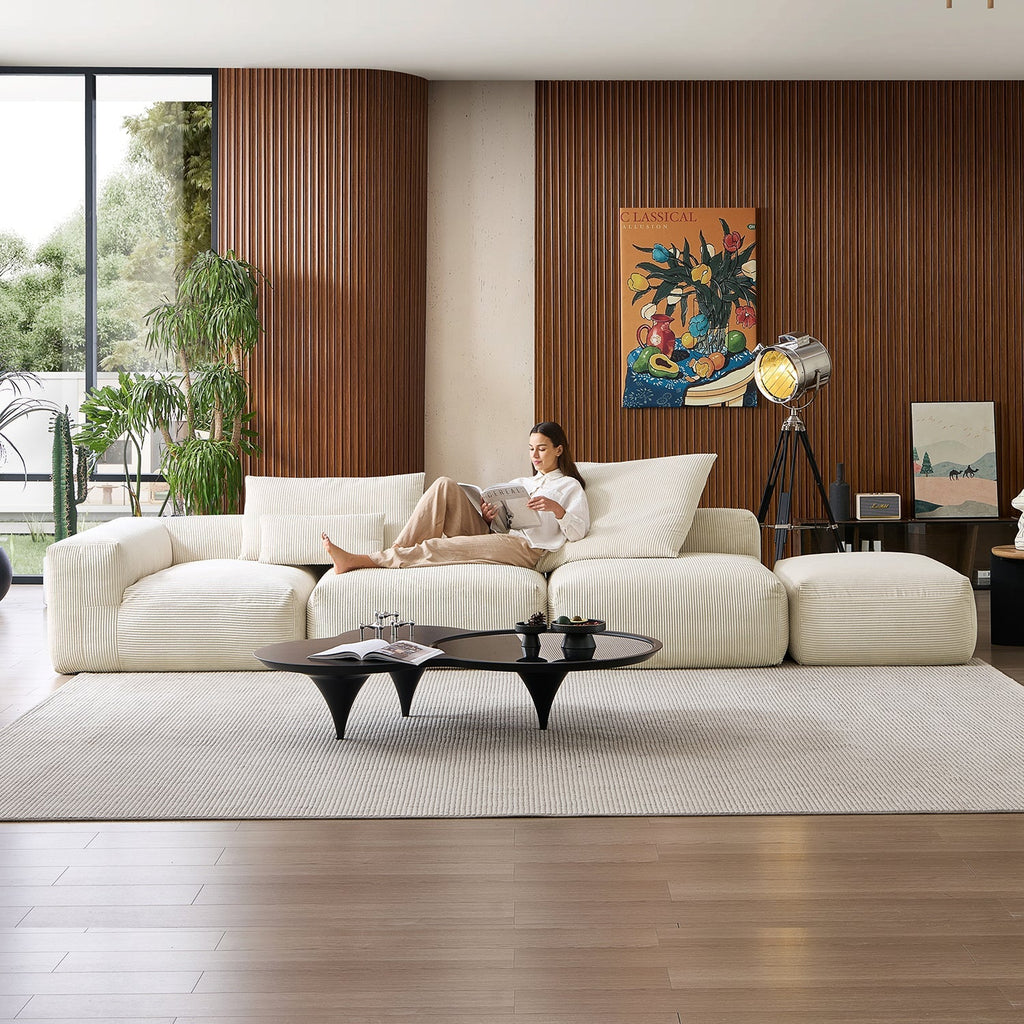 Mellow Half-Closed Sectional with Ottoman