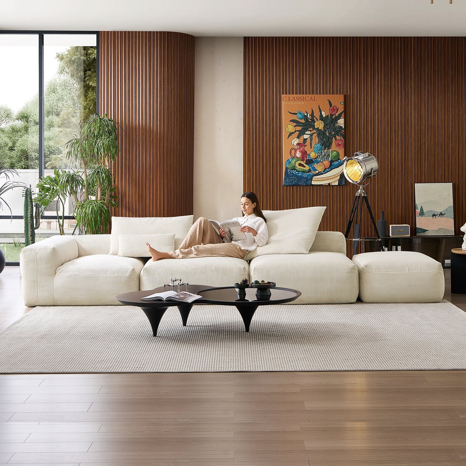 Mellow Half-Closed Sectional with Ottoman