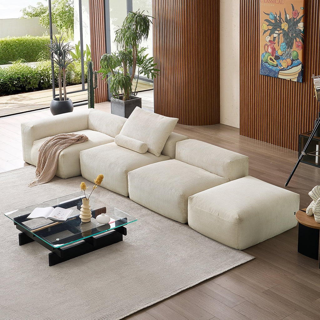 Mellow Half-Closed Sectional with Ottoman