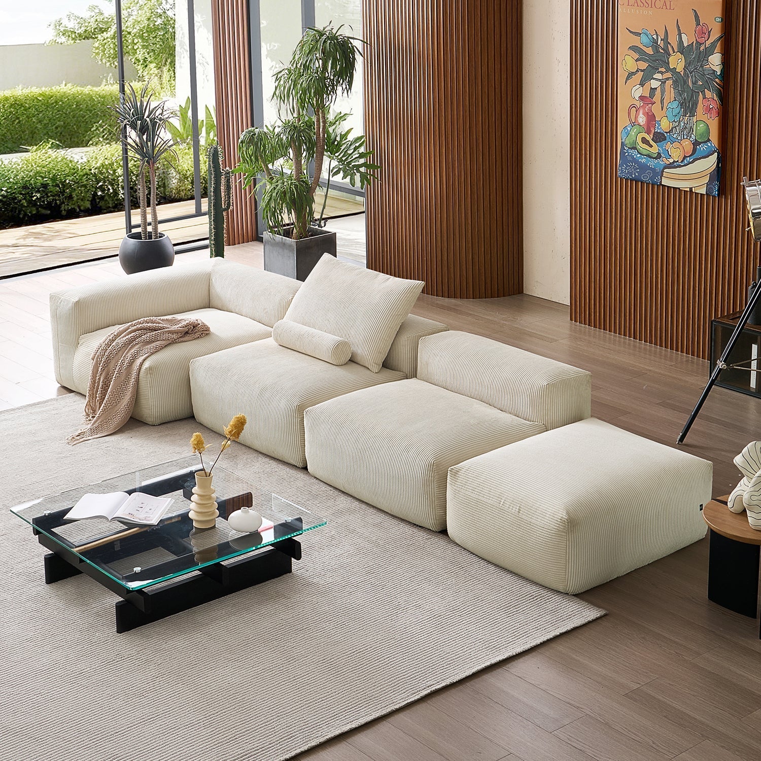 Mellow Half-Closed Sectional with Ottoman