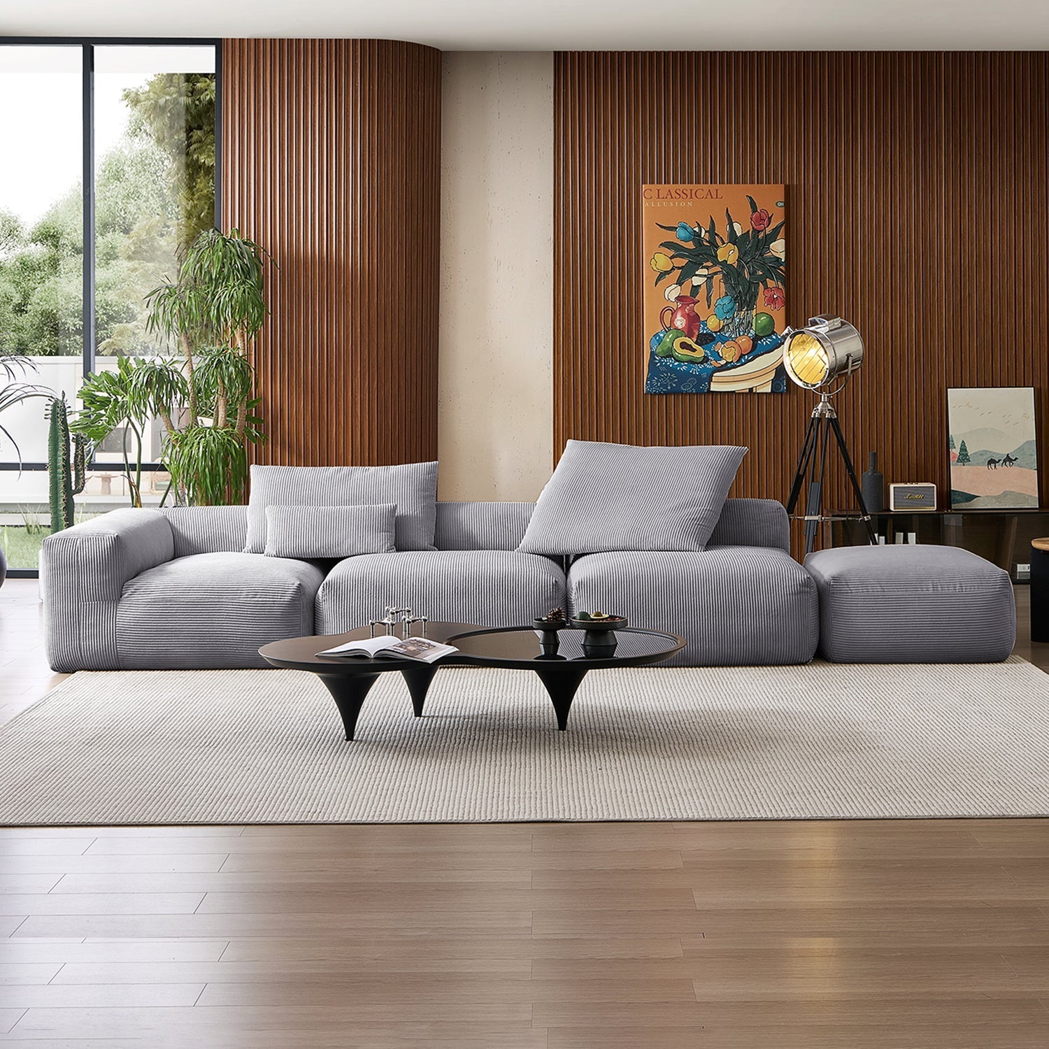 Mellow Half-Closed Sectional with Ottoman
