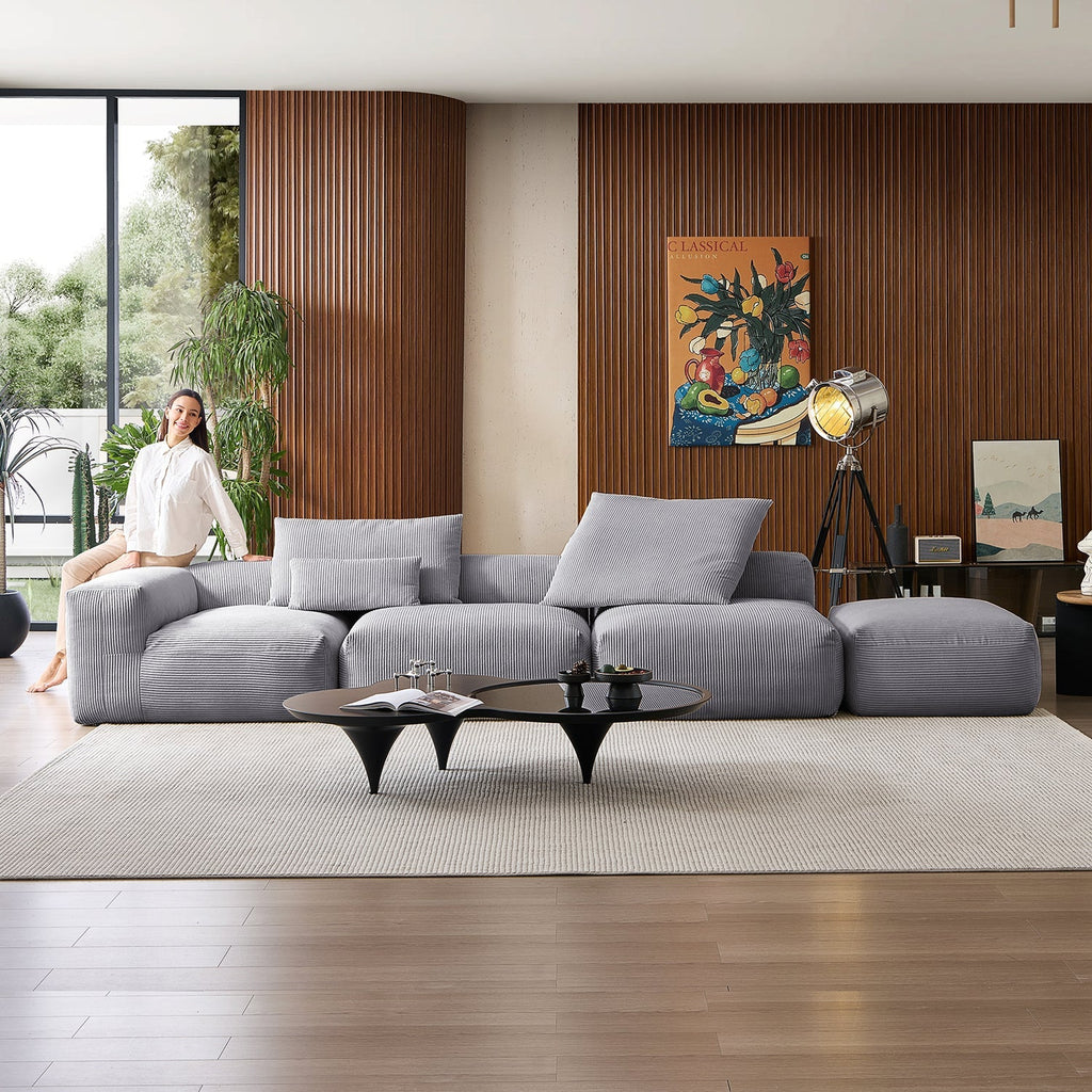 Mellow Half-Closed Sectional with Ottoman