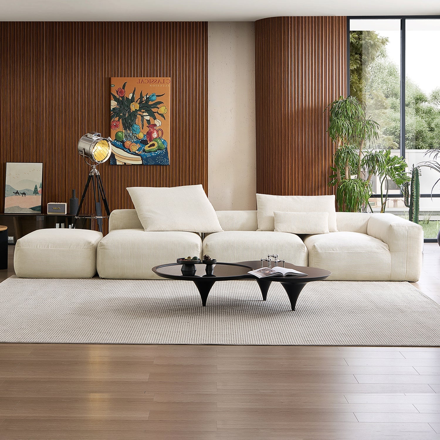 Mellow Half-Closed Sectional with Ottoman