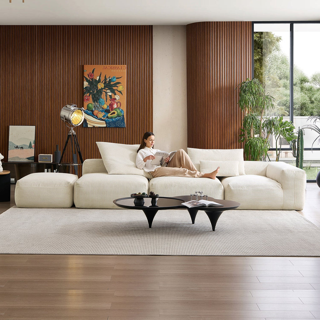 Mellow Half-Closed Sectional with Ottoman