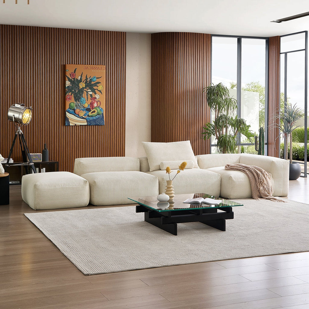 Mellow Half-Closed Sectional with Ottoman