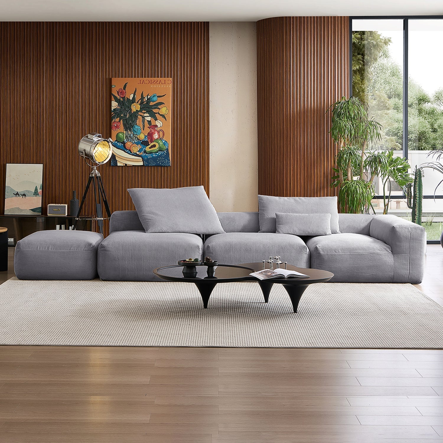 Mellow Half-Closed Sectional with Ottoman