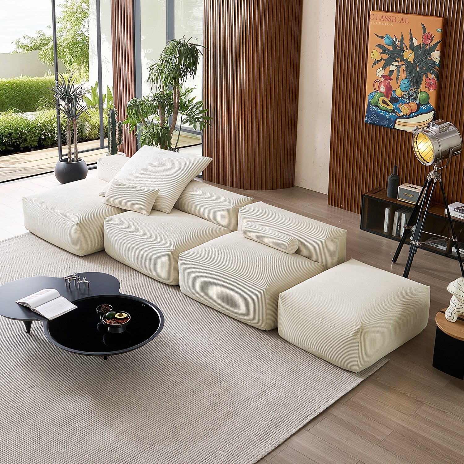 Mellow Open Sectional with Ottoman