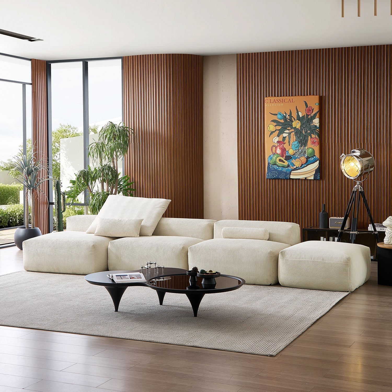 Mellow Open Sectional with Ottoman