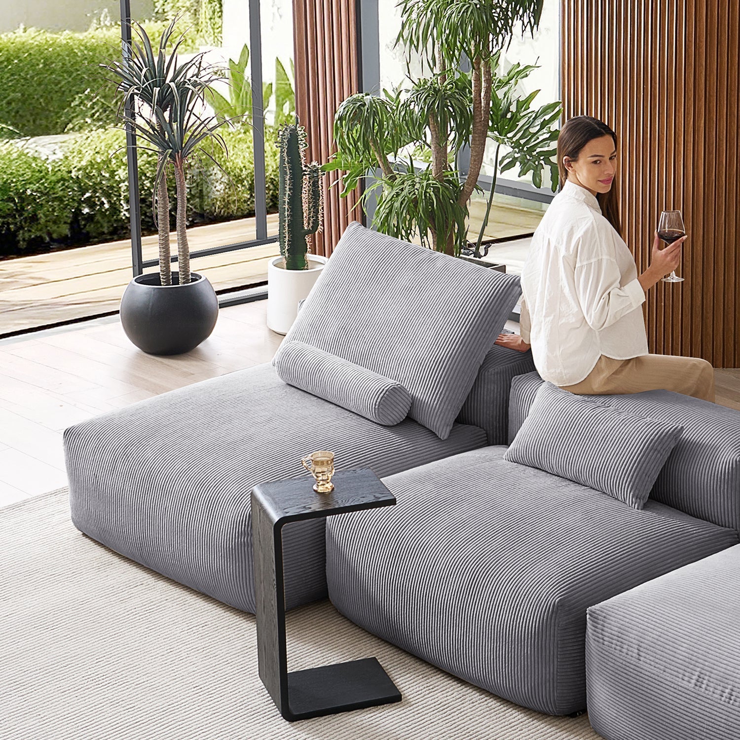 Mellow Open Sectional with Ottoman